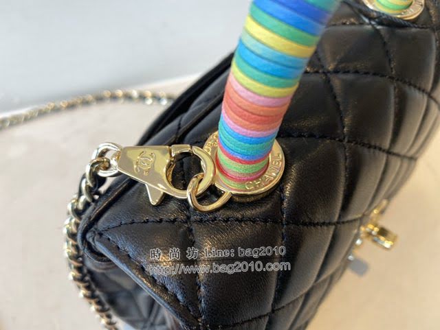 Chanel女包 香奈兒專櫃最新款彩虹手柄口蓋包 Chanel經典款女士手提包 2215  djc4086